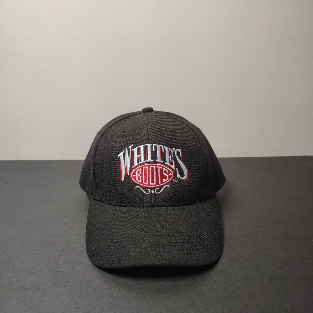 VINTAGE‎ Whites Boots Hat Cap Snap Back Red Black Wool Otto Spokane Washington